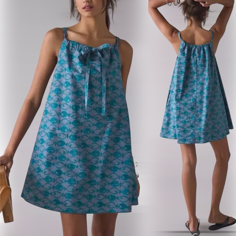 BDG by Urban Outfitters Tie-Front Ruched Strap Trapeze Mini Dress Size Medium